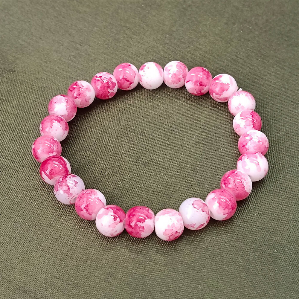 Pink Glass Beads Bracelet