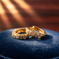 Gold Finish CZ Stone Hoop Earrings – Stylish Daily Wear Jewellery