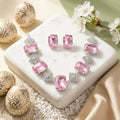 Pink Crystal Statement Necklace with Sparkling Rhinestones & Matching Stud Earrings