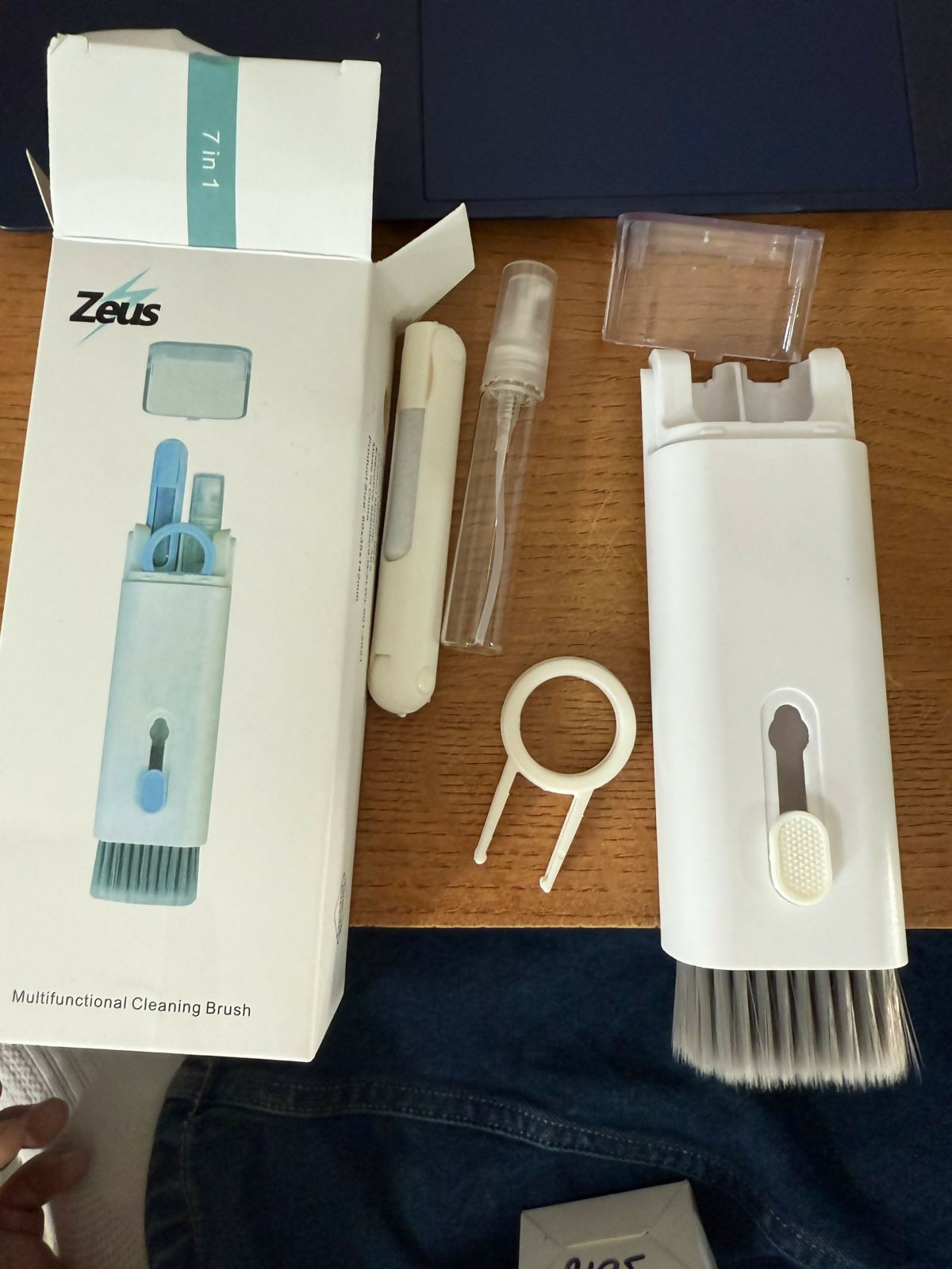 White 7-in-1 Keyboard & Earbuds Cleaning Kit with Brush, Spray & Tool Set