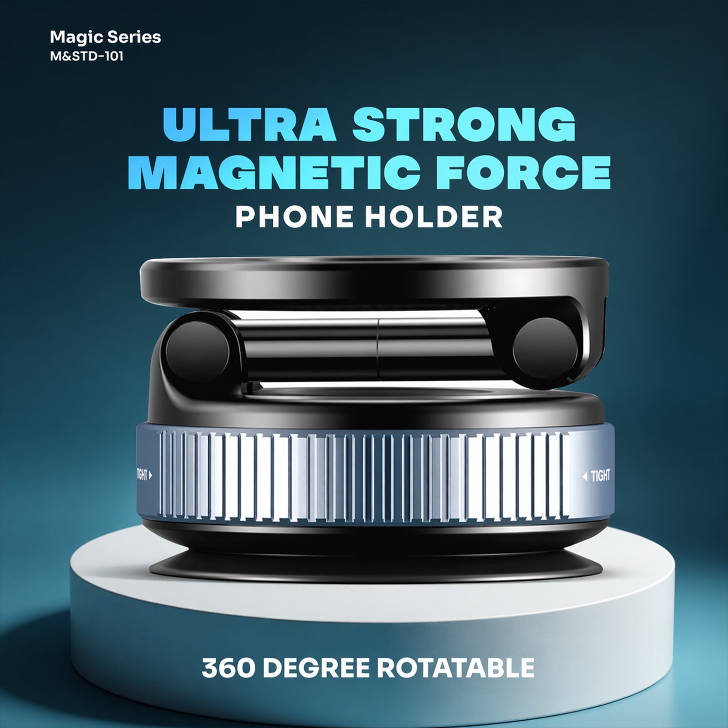 Phone holder showing 360-degree rotation