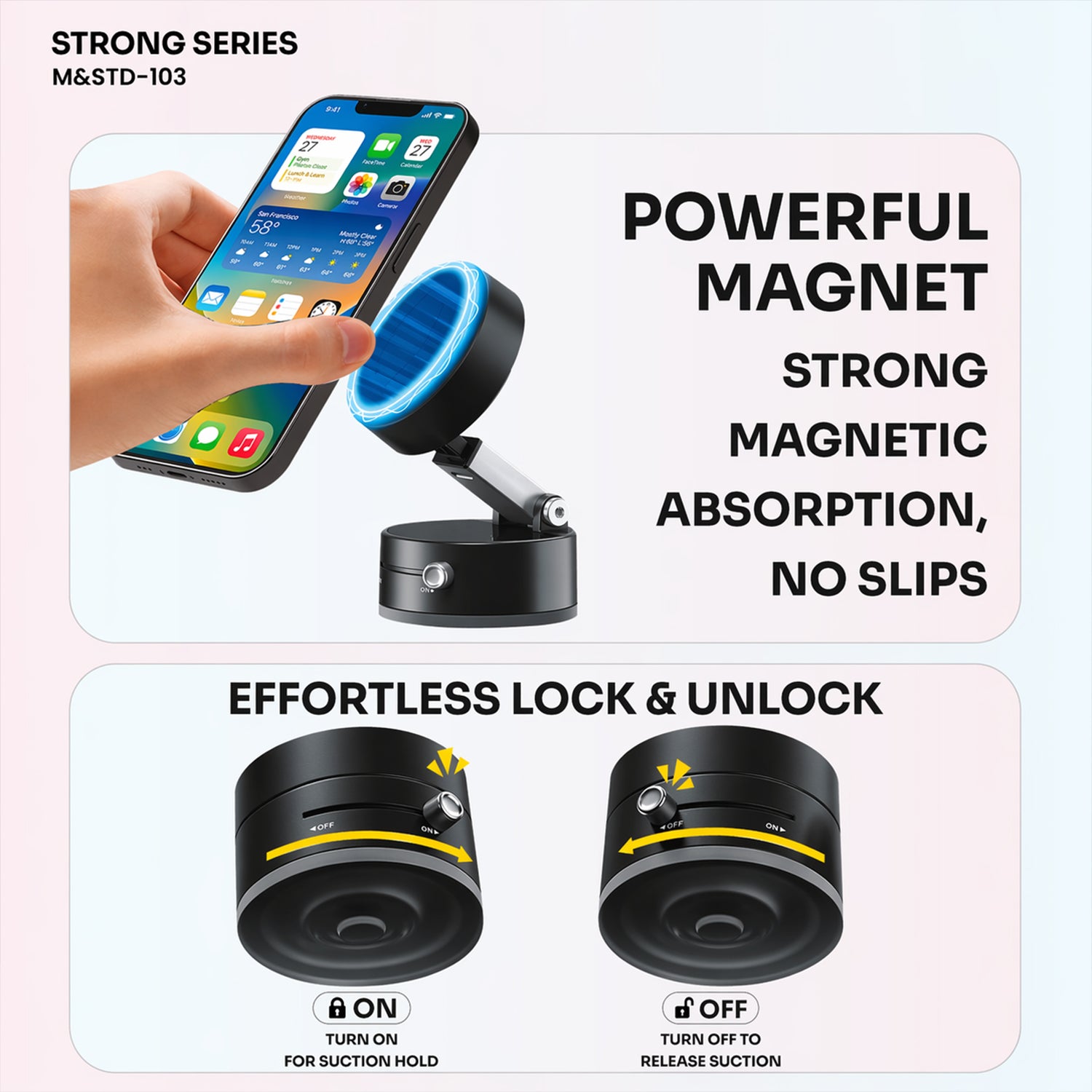 Strong Series Magnetic Phone Holder with Lock System (1 Pc)