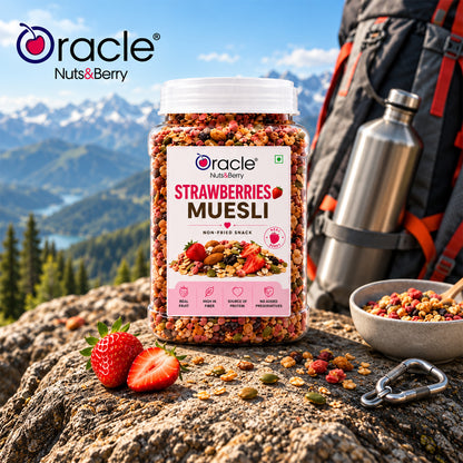 Strawberry Muesli Premium Fruity Crunchy Wholesome Rich Breakfast Cereal Bowl (400g)