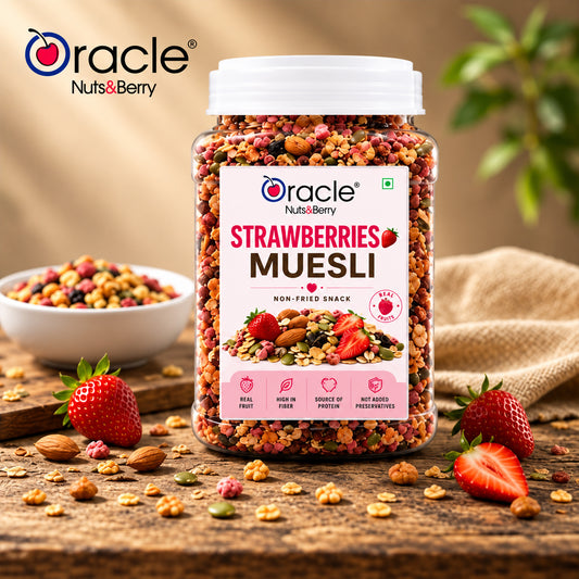 Strawberry Muesli Premium Fruity Crunchy Wholesome Rich Breakfast Cereal Bowl (400g)