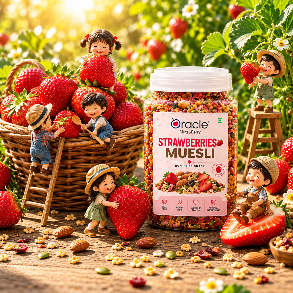 Strawberry Muesli Premium Fruity Crunchy Wholesome Rich Breakfast Cereal Bowl (400g)