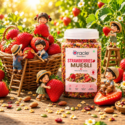 Strawberry Muesli Premium Fruity Crunchy Wholesome Rich Breakfast Cereal Bowl (400g)