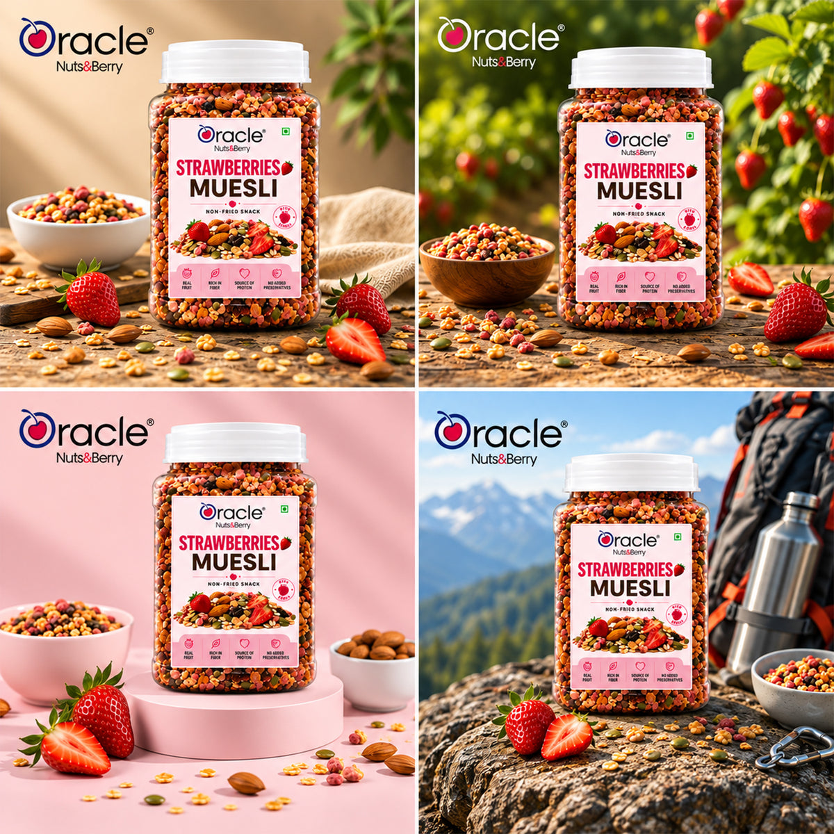 Strawberry Muesli Premium Fruity Crunchy Wholesome Rich Breakfast Cereal Bowl (400g)