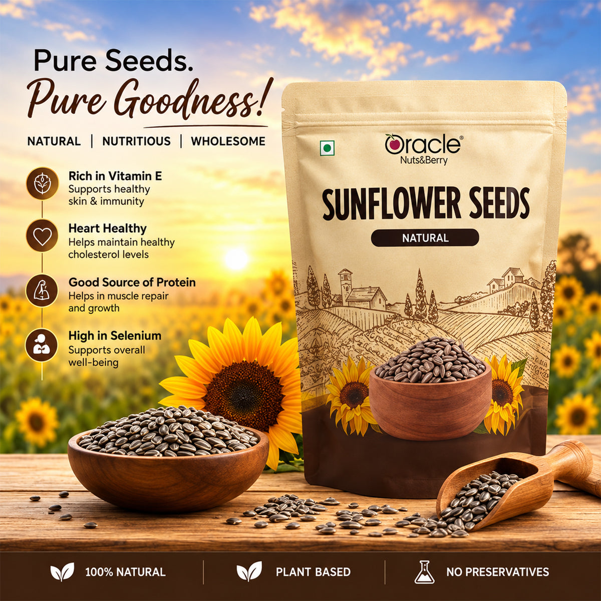 Sunflower Seeds Premium Nutritious Delicious Raw and Natural Edible Seeds (250g)