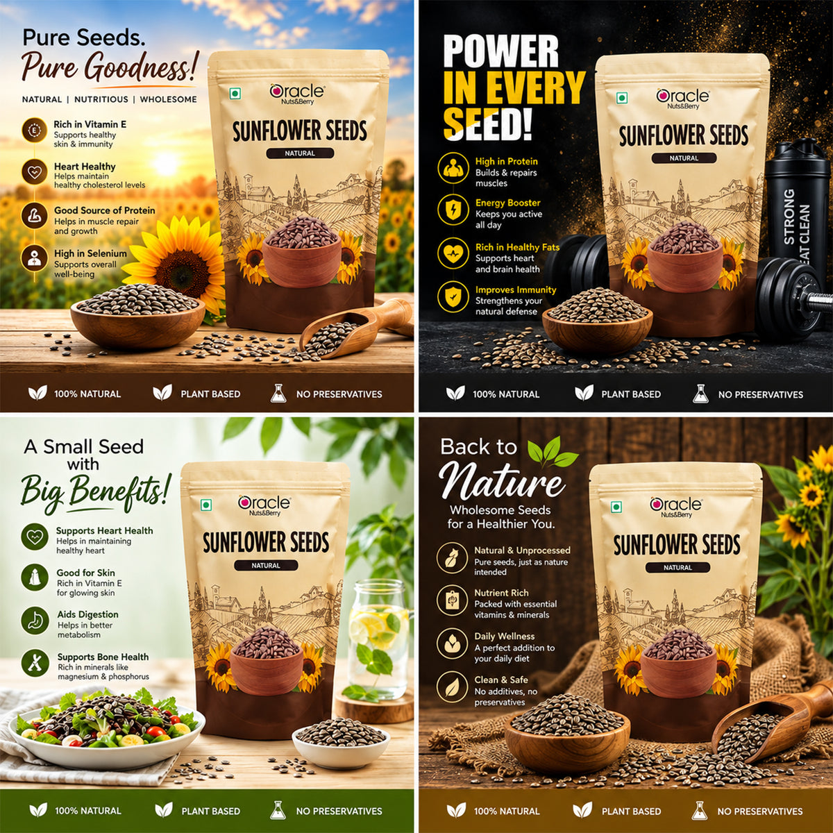 Sunflower Seeds Premium Nutritious Delicious Raw and Natural Edible Seeds (250g)
