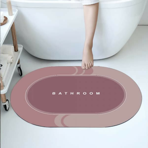 Premium Soft Anti-Slip Bathroom Floor Mat for Home – Quick Dry Water Absorbent Bath Rug with Non-Slip Rubber Backing, Modern Oval Design in Multicolor Shades – Washable Bathroom Mat for Home, Hotel & Spa Use