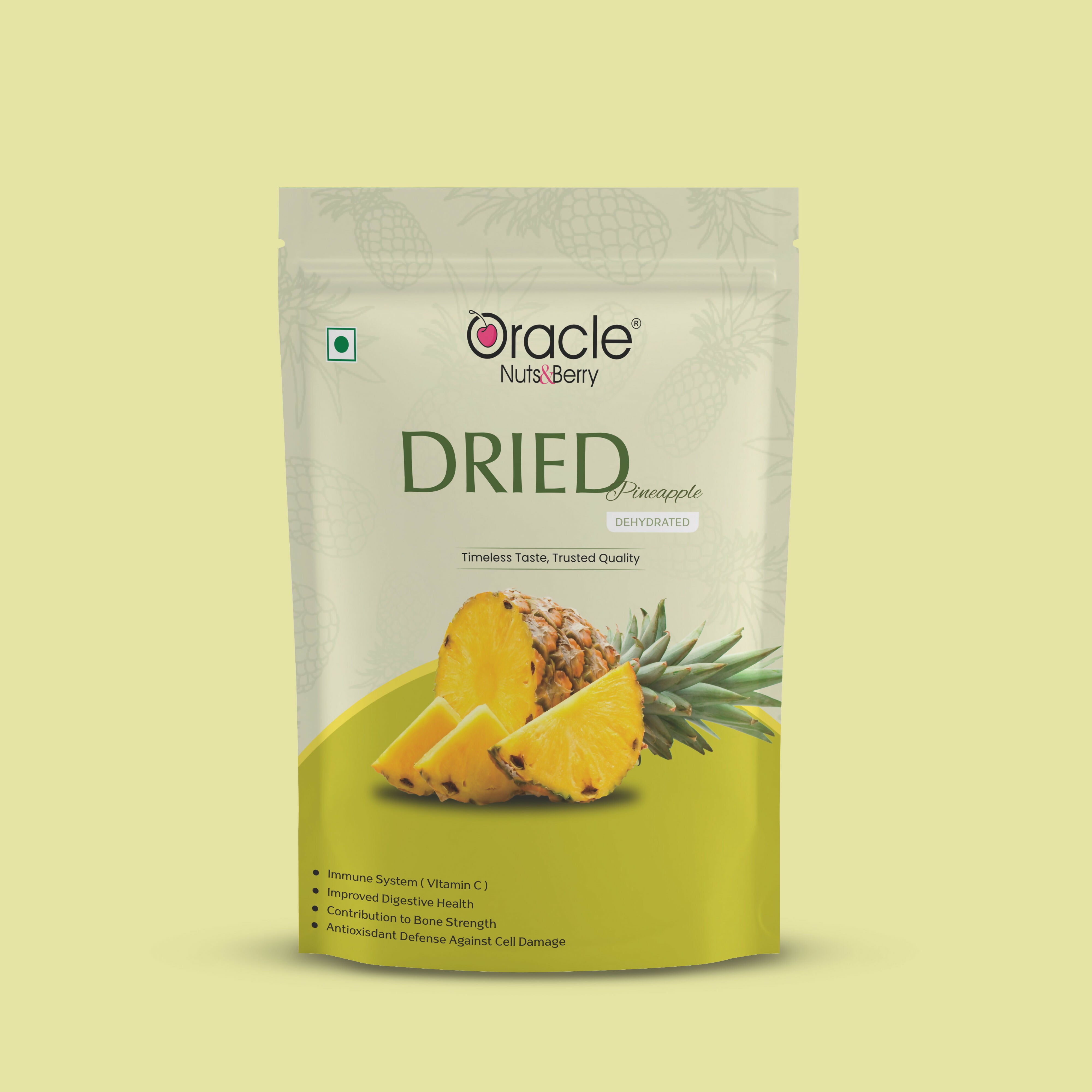 Oracle Dried Pineapple Dehydrated Fruit Snack 250gm Made from Naturally Ripened Pineapple