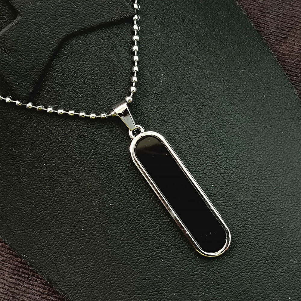 Black Enamel Chain Pendant For Men