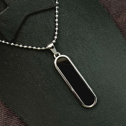 Black Enamel Chain Pendant For Men