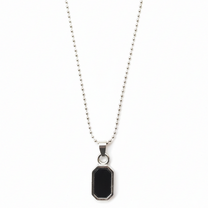 Octagon Shape Black Inlay Pendant Necklace for Men