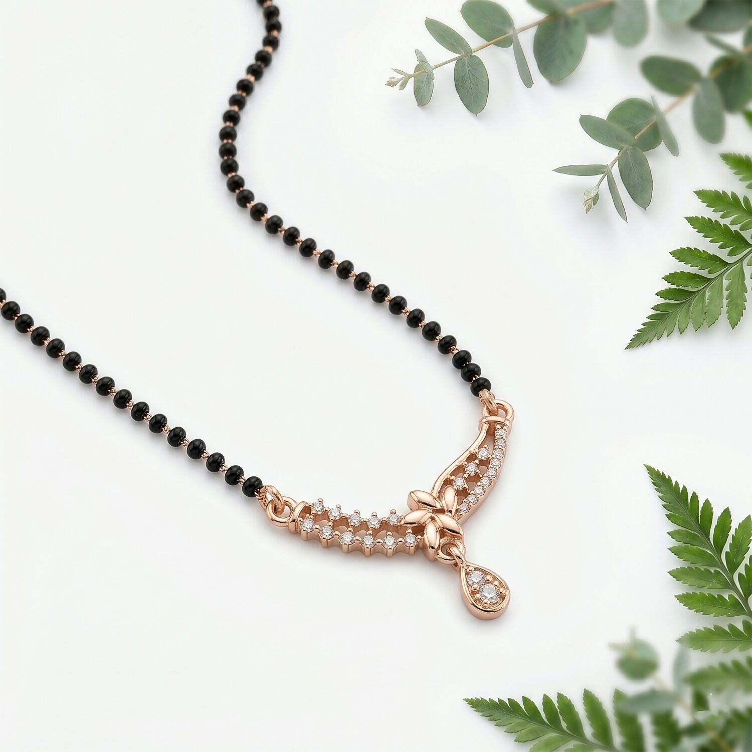 Traditional black beaded chain mangalsutra perfect for festivities