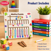 Wooden Math Learning Board With Marker for Kids Tracing, Dot-to-Dot Number Formation & Math Puzzle