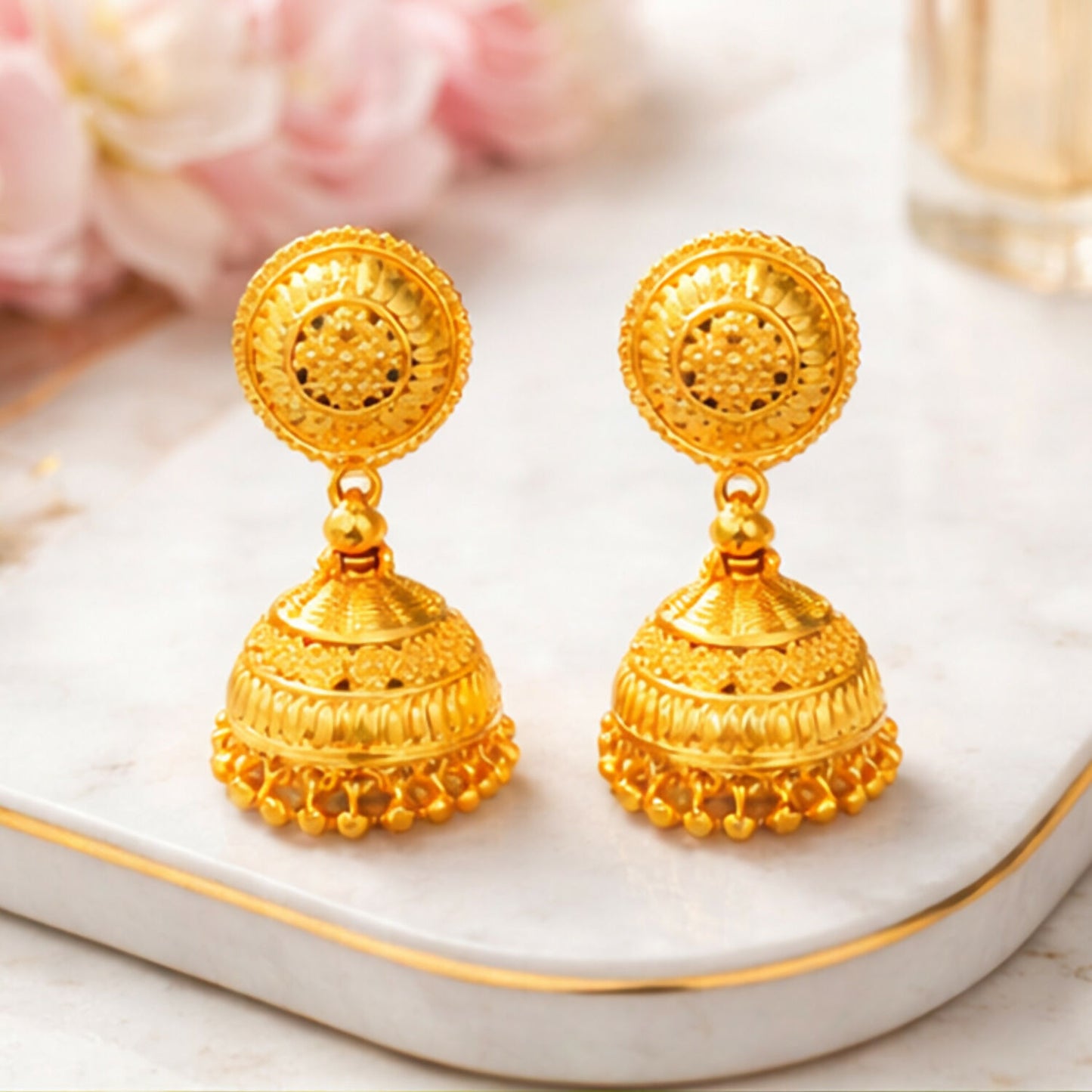 Traditional lightweight jhumka earrings perfect for ethnic occasions