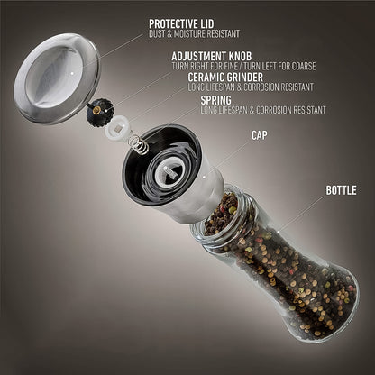 Premium Stainless Steel & Glass Manual Spice Grinder (1 Pc)