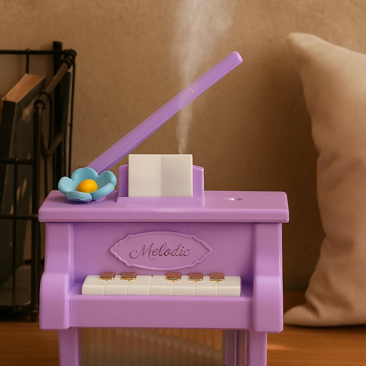 Purple Piano USB Mini Humidifier with Night Light for Bedroom & Kids Room