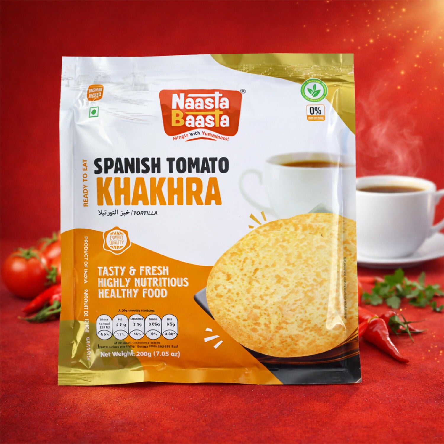 Naasta Baasta Spanish Tomato Khakhra – Tasty & Fresh Highly Nutritious Healthy Food (200Gm)