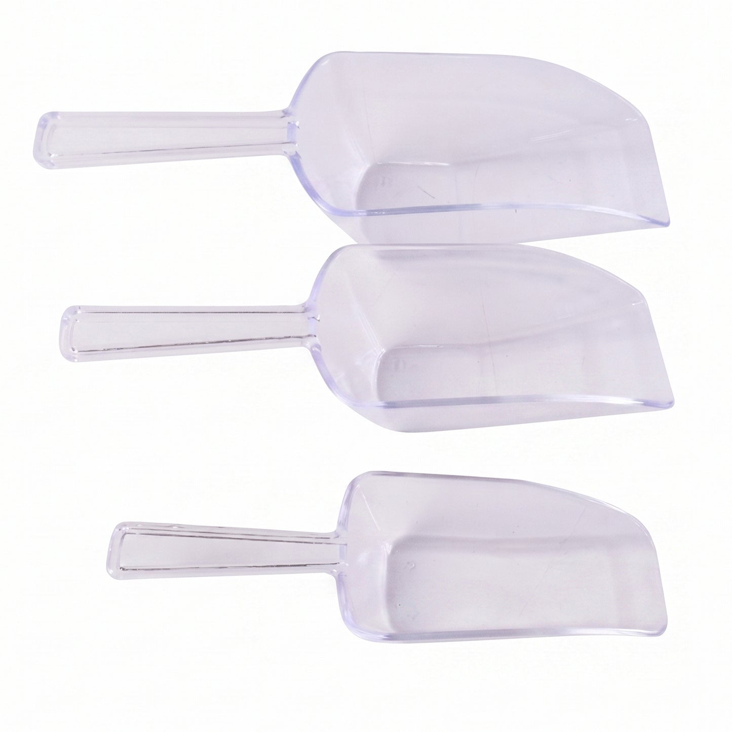 Multipurpose Plastic Scoop Set Clear Flour Coffee Sugar Grain Scoops (3 Pc Set)