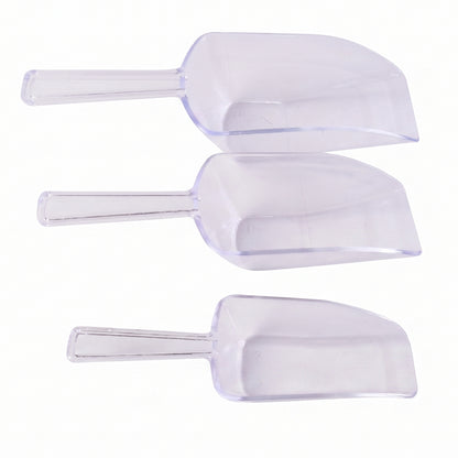 Multipurpose Plastic Scoop Set Clear Flour Coffee Sugar Grain Scoops (3 Pc Set)