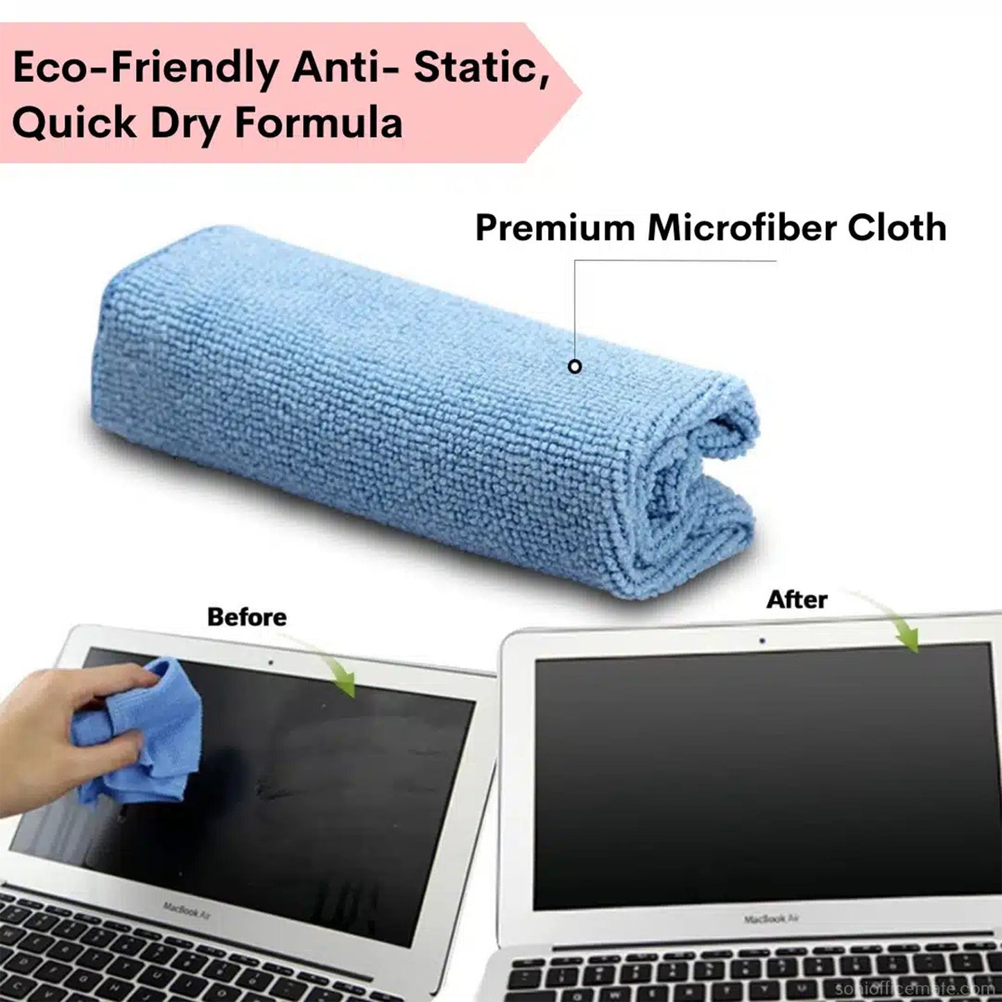 Officemate Screen Cleaning Expert 3-in-1 Kit – Screen Cleaner Spray, Microfiber Cloth & Brush for Mobile, Laptop & TV