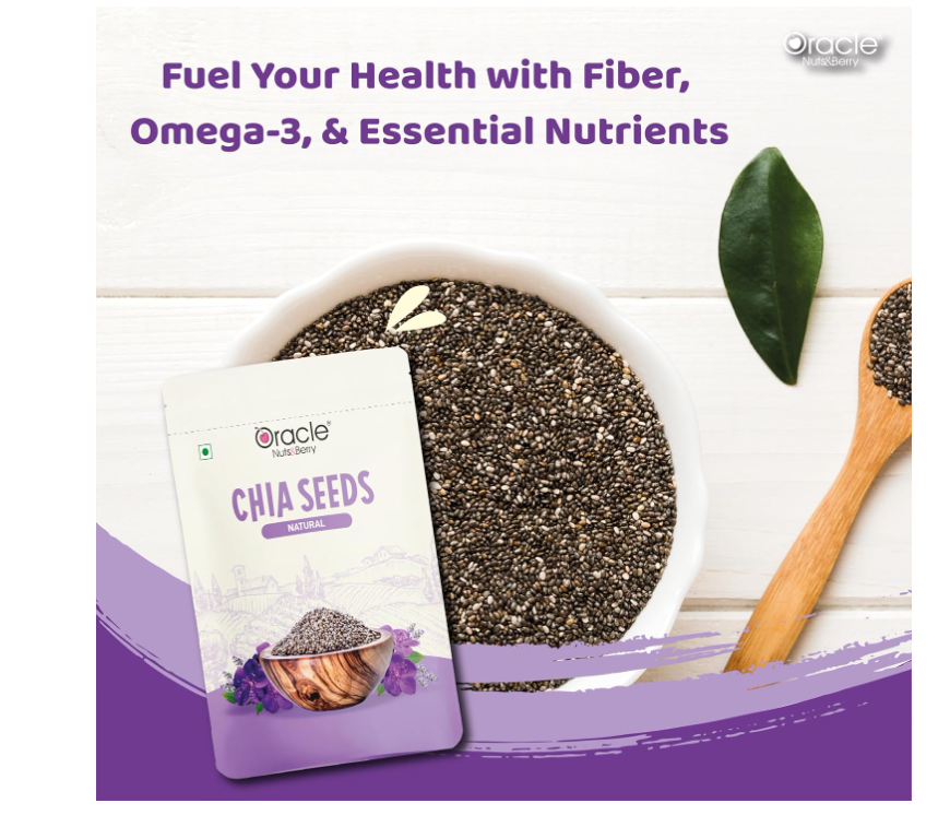 Oracle Natural Premium Chia Seeds 250gm – Rich in Fiber, Protein & Omega-3, Superfood for Weight Management, Smoothies & Healthy Lifestyle