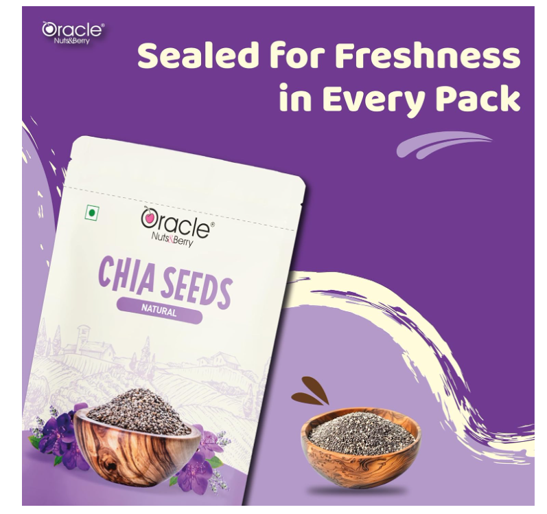 Oracle Natural Premium Chia Seeds 250gm – Rich in Fiber, Protein & Omega-3, Superfood for Weight Management, Smoothies & Healthy Lifestyle
