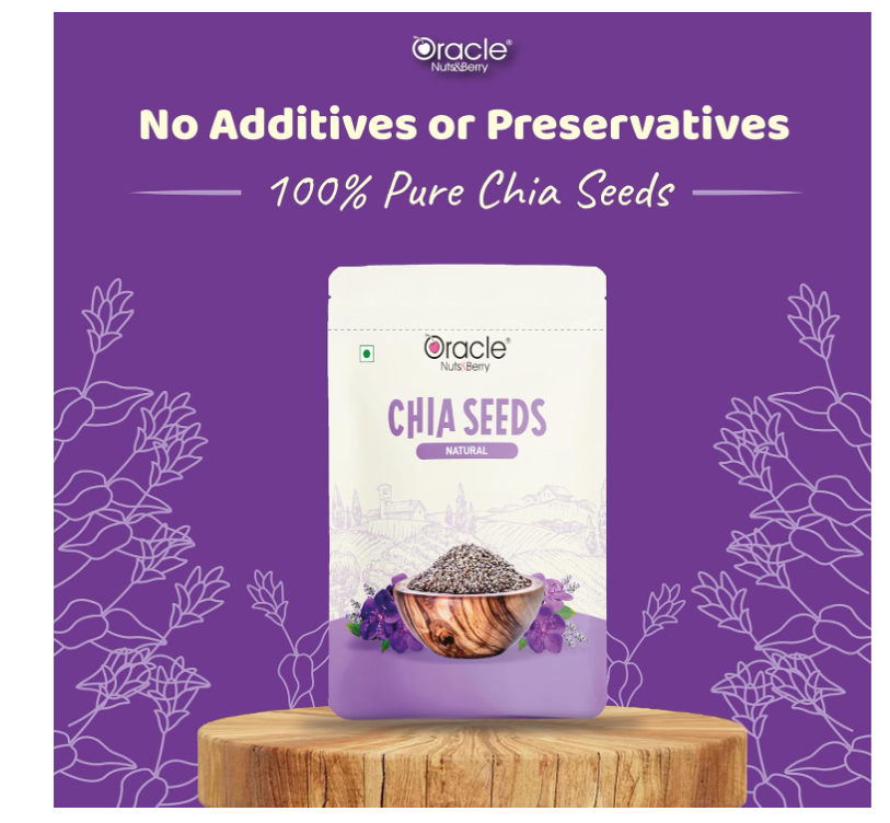 Oracle Natural Premium Chia Seeds 250gm Rich in Fiber, Protein & Omega-3, Superfood