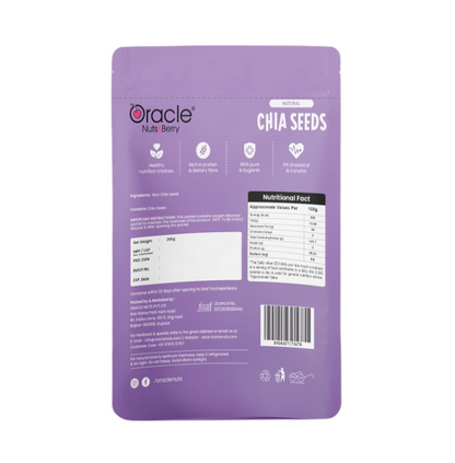 Oracle Natural Premium Chia Seeds 250gm – Rich in Fiber, Protein & Omega-3, Superfood for Weight Management, Smoothies & Healthy Lifestyle