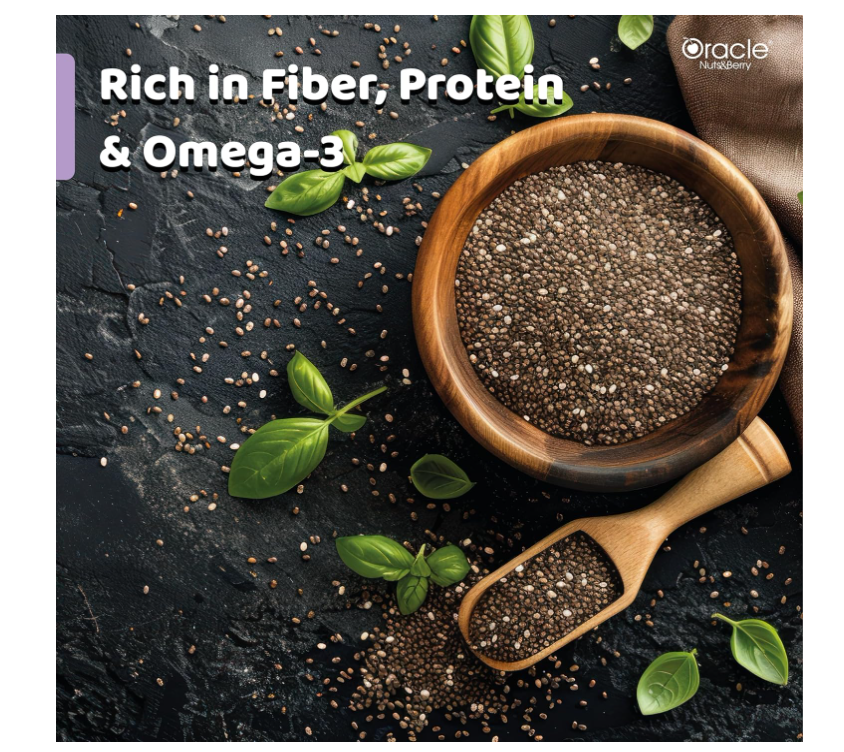 Oracle Natural Premium Chia Seeds 250gm Rich in Fiber, Protein & Omega-3, Superfood