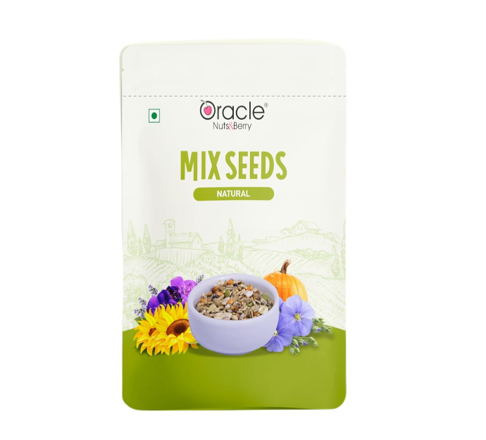 Oracle Natural Premium Mix Seeds 250gm – Healthy Superfood Blend of Pumpkin, Sunflower, Flax, Watermelon & Chia Seeds – Rich in Fiber, Protein & Omega-3