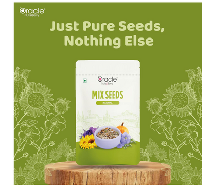 Oracle Natural Premium Mix Seeds 250gm – Healthy Superfood Blend of Pumpkin, Sunflower, Flax, Watermelon & Chia Seeds – Rich in Fiber, Protein & Omega-3