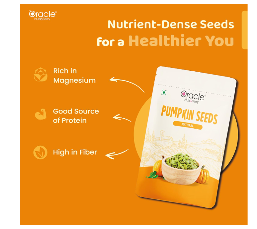Oracle Natural Premium Pumpkin Seeds 250gm – Rich in Magnesium, Protein & Fiber – Healthy Superfood Snack for Digestion, Energy & Weight Management