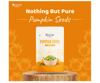 Crunchy green pumpkin seed kernels (pepitas) - healthy superfood snack