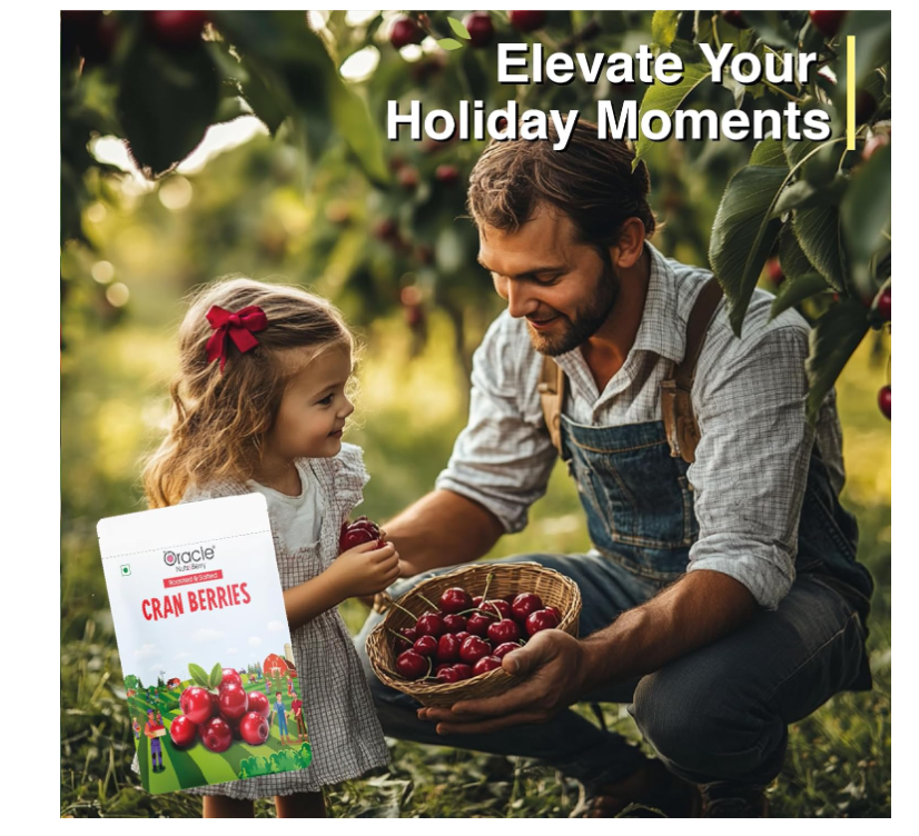 Oracle Premium Roasted & Salted Cranberries 250gm – Naturally Tangy Superfruit Snack Rich in Vitamin C, Fiber & Antioxidants