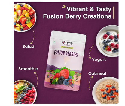 Oracle Nuts & Berry Fusion Berries Roasted & Salted 250gm – Mix of Strawberries, Cranberries, Black Currants, Blueberries & Raspberries – Healthy Dried Fruit Snack