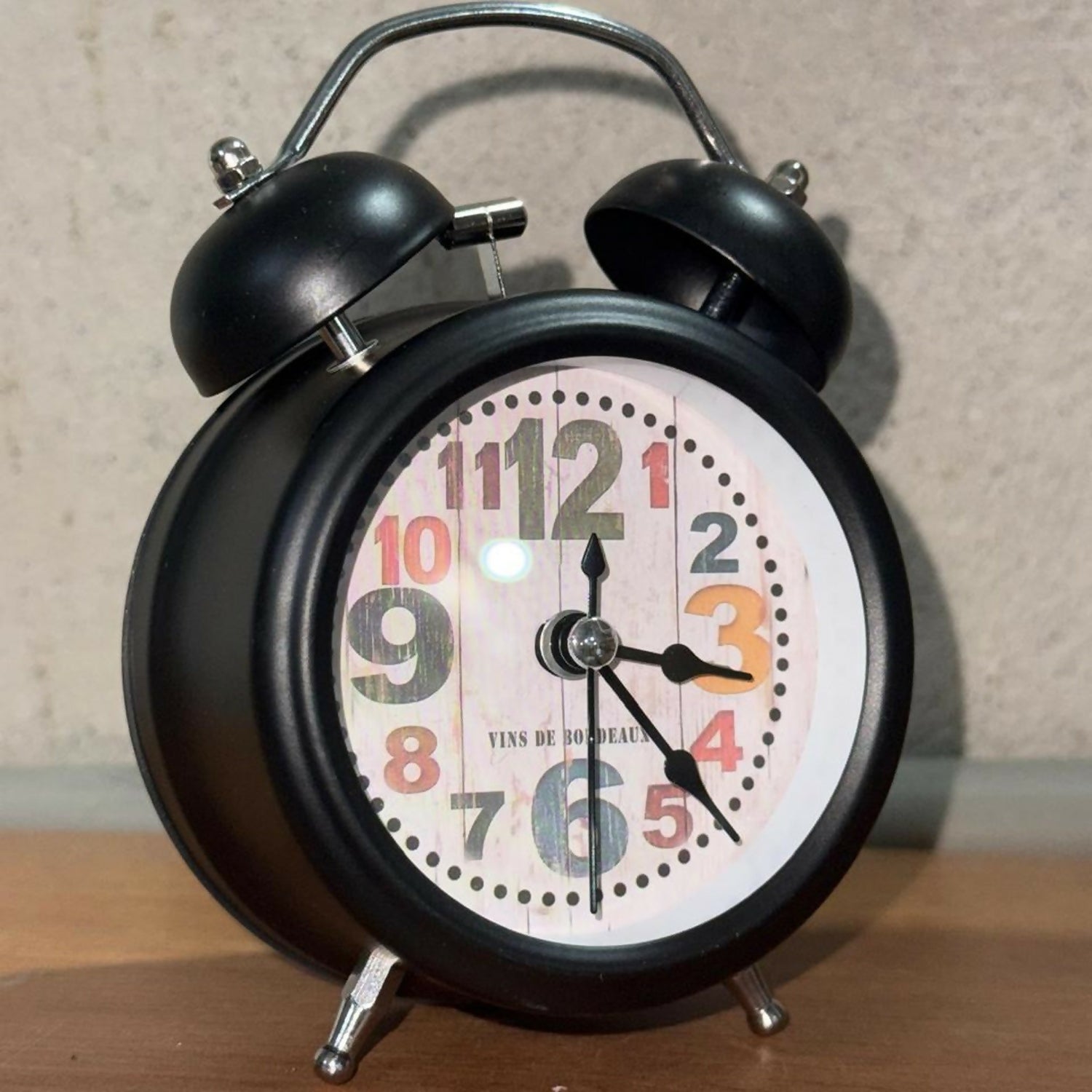 Vintage Black Twin Bell Alarm Clock for Bedroom & Study Table