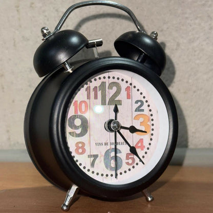 Vintage Black Twin Bell Alarm Clock for Bedroom & Study Table