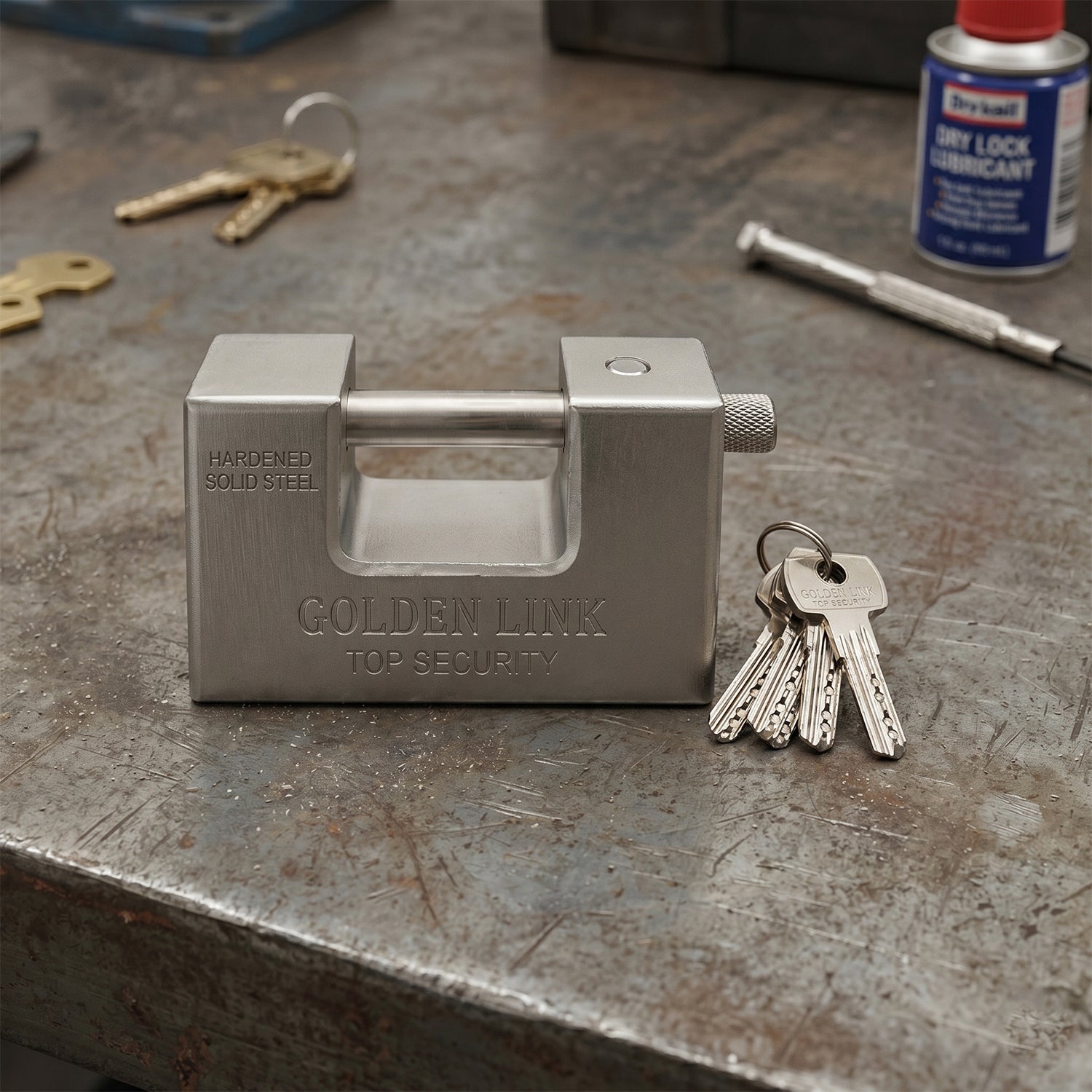 Back view of waterproof stainless padlock