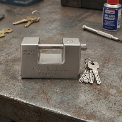 Back view of waterproof stainless padlock