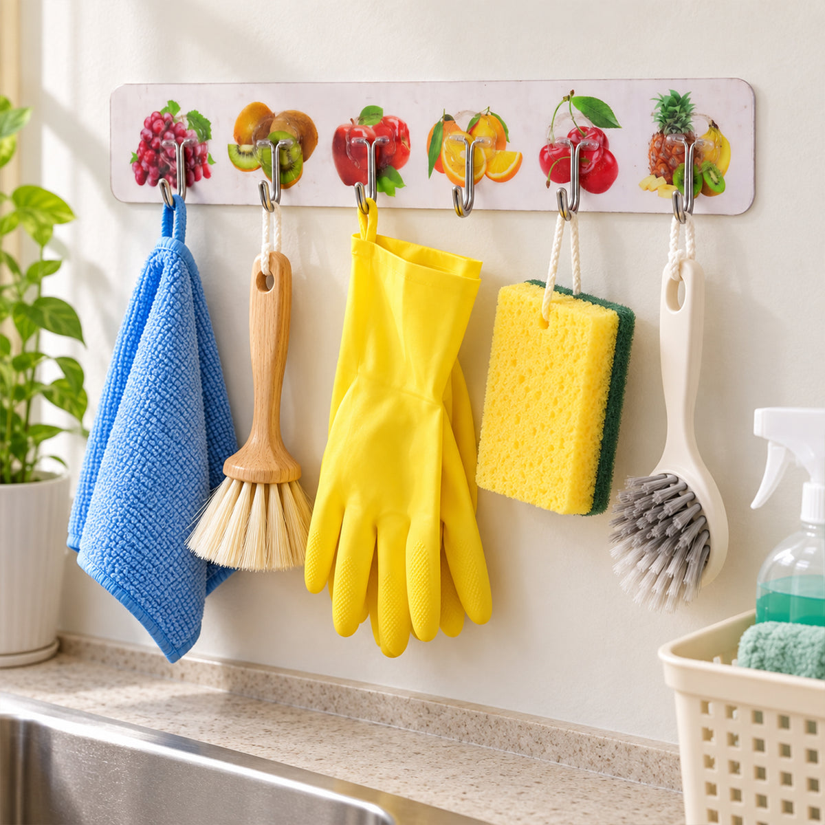 Transparent Self Adhesive Hooks for Home Wall, Kitchen and Bathroom (6 Pc Set)