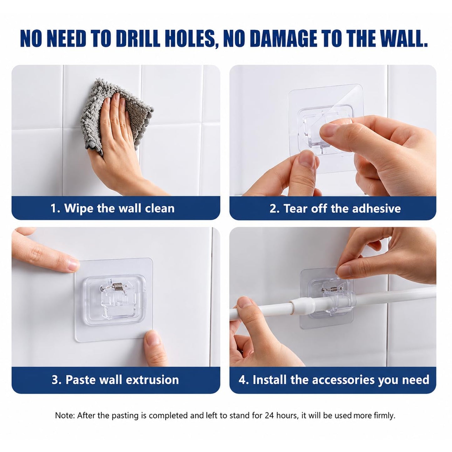 Transparent Spring Clip Adhesive Wall Holder Hook (1 Pc)