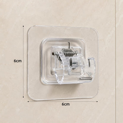 Transparent Spring Clip Adhesive Wall Holder Hook (1 Pc)