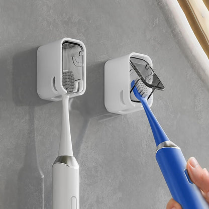 Close-up of open slot for water drainage on toothbrush holder