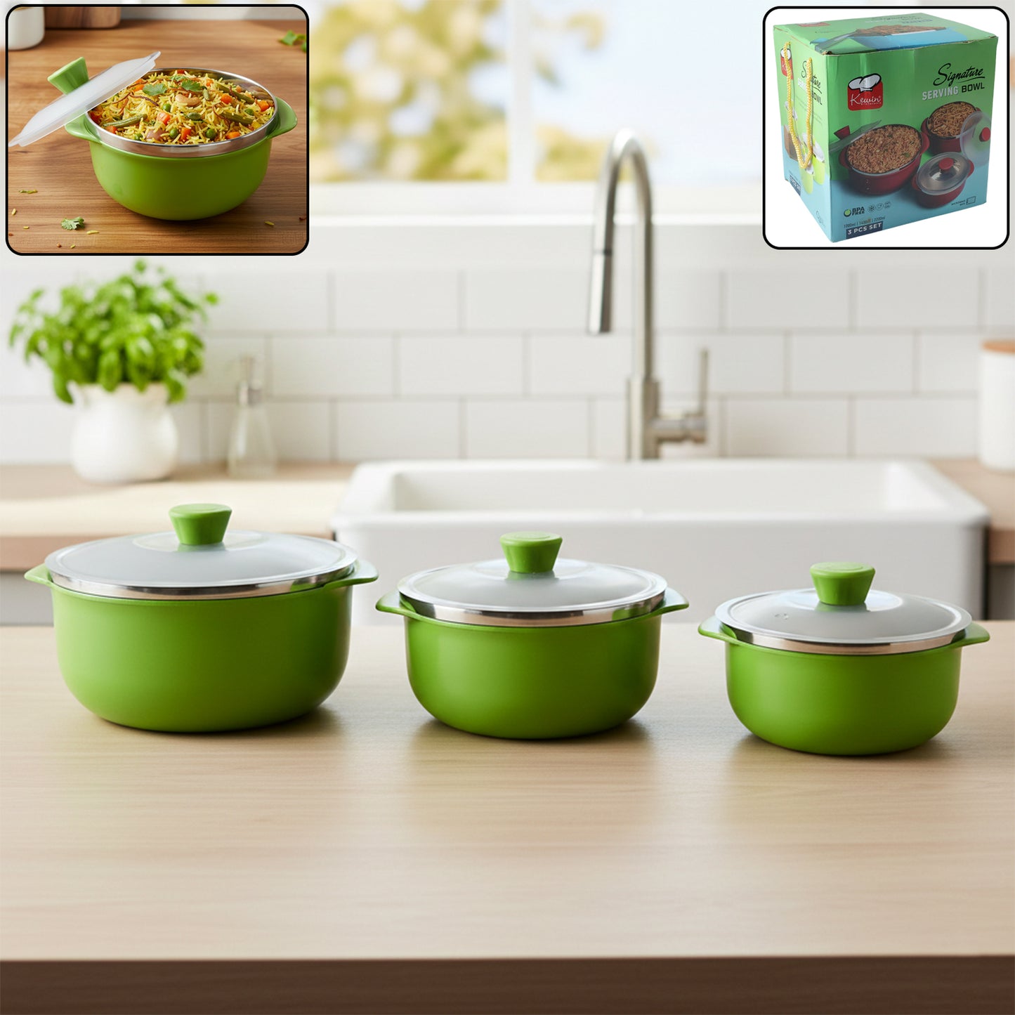 Signature multipurpose serving bowl set with lids