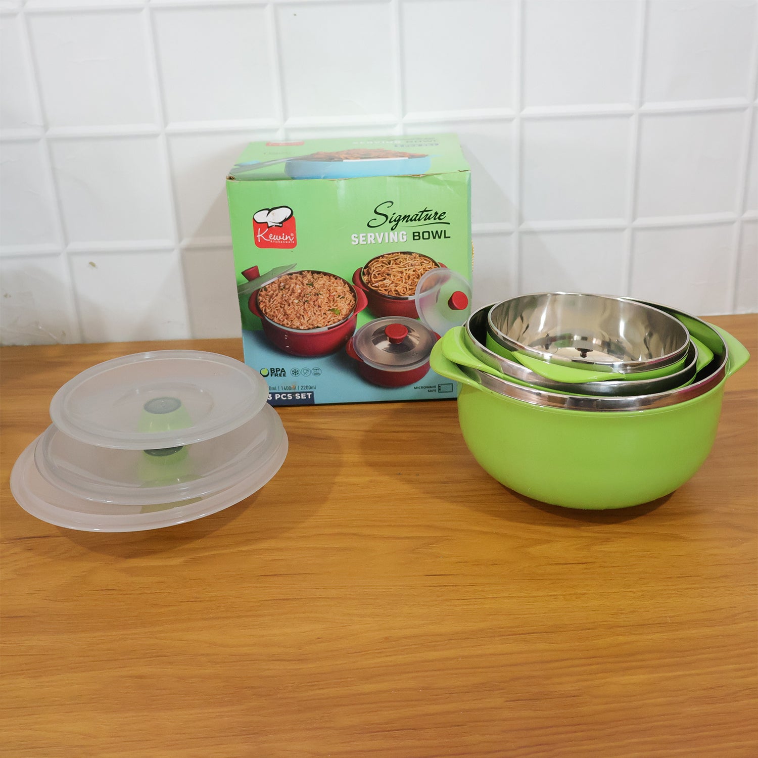 Serving bowl set for food prep and storage