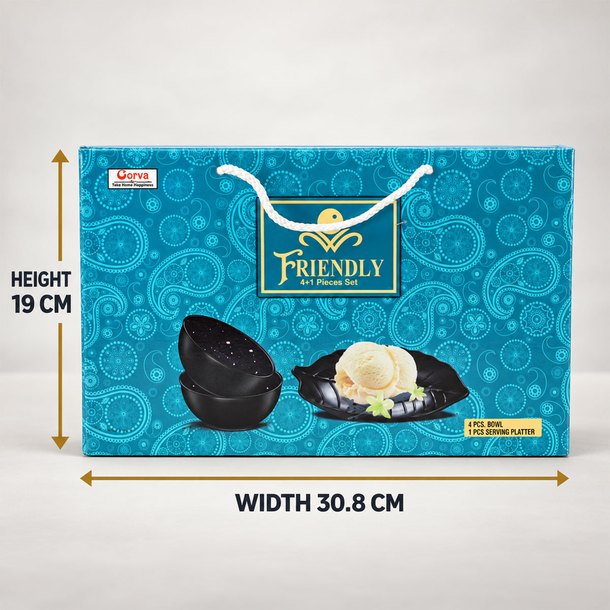 Serving Bowl Set with Leaf Shaped Platter for Snacks and Dry Fruits (5 Pc Set)