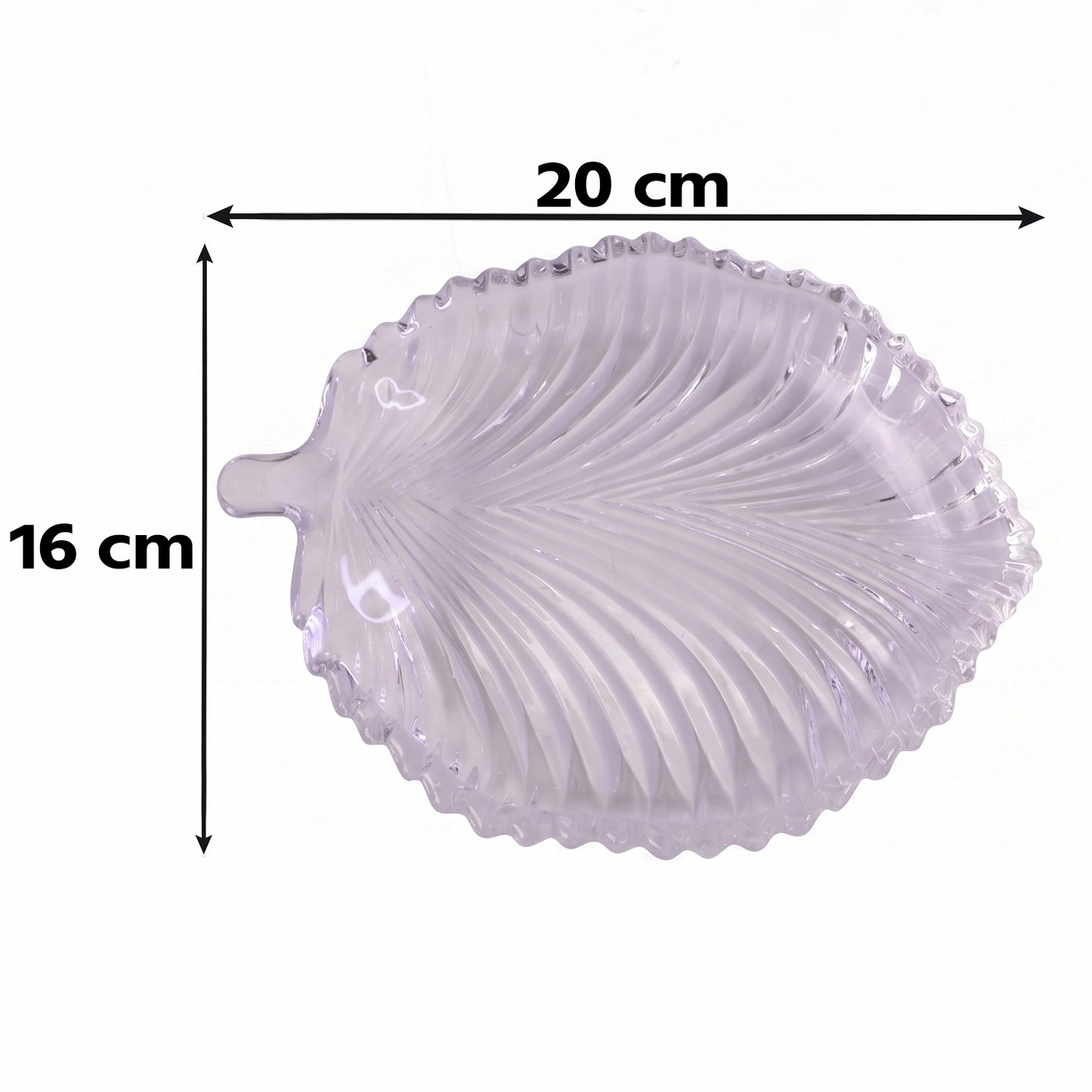 Leaf Shape Glass Serving Tray 20 x 16 cm Platter for Snacks and Dessert (1 Pc)